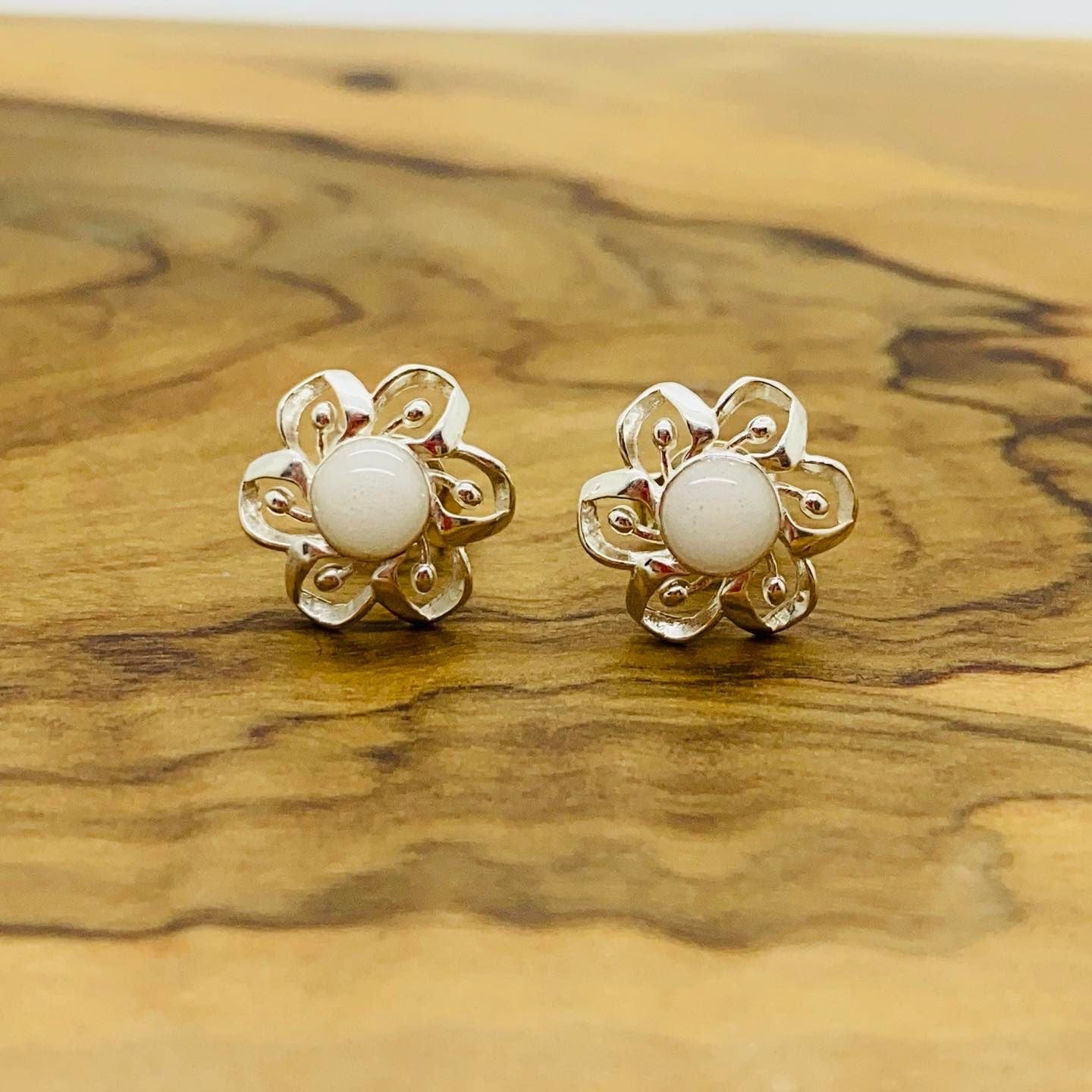 Sterling silver flower stud earrings