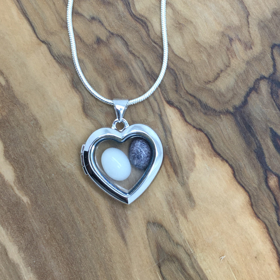 Sterling silver glass locket heart pendant