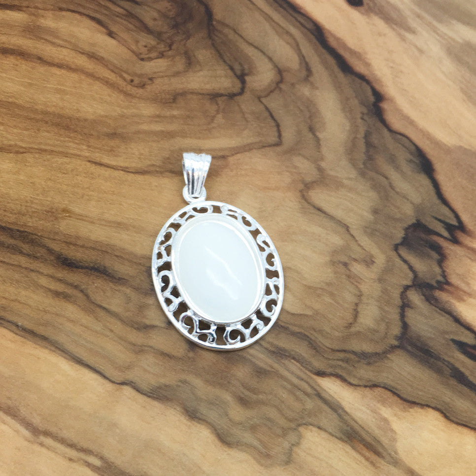 Aztec oval sterling silver pendant