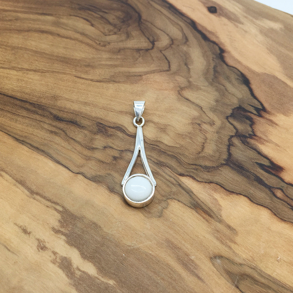 Round drop sterling silver pendant